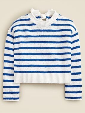 NWT J Crew Textured tie-back Rollneck™
sweater in blue/white stripe XS